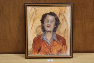 MID 20TH CENTURY UNSIGNED OIL PAINTING OF A LADY - FRAMED