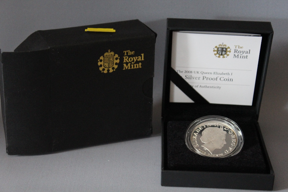 A ROYAL MINT 2008 QUEEN ELIZABETH I SILVER PROOF £5 COIN, with COA/Booklet, in original presentation - Image 3 of 3