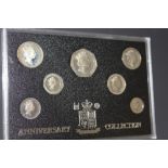 A ROYAL MINT 1996 SILVER PROOF ANNIVERSARY COLLECTION SEVEN COIN SET, comprising £1, 50 pence, 20