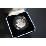 A ROYAL MINT 'D-DAY' COMMEMORATIVE 50 PENCE SILVER PROOF PIEDFORT COIN, with COA/Booklet, in