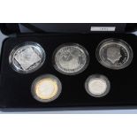 A ROYAL MINT 2008 'FAMILY SILVER' COLLECTION FIVE COIN SET, comprising silver proof £5 (3), £2