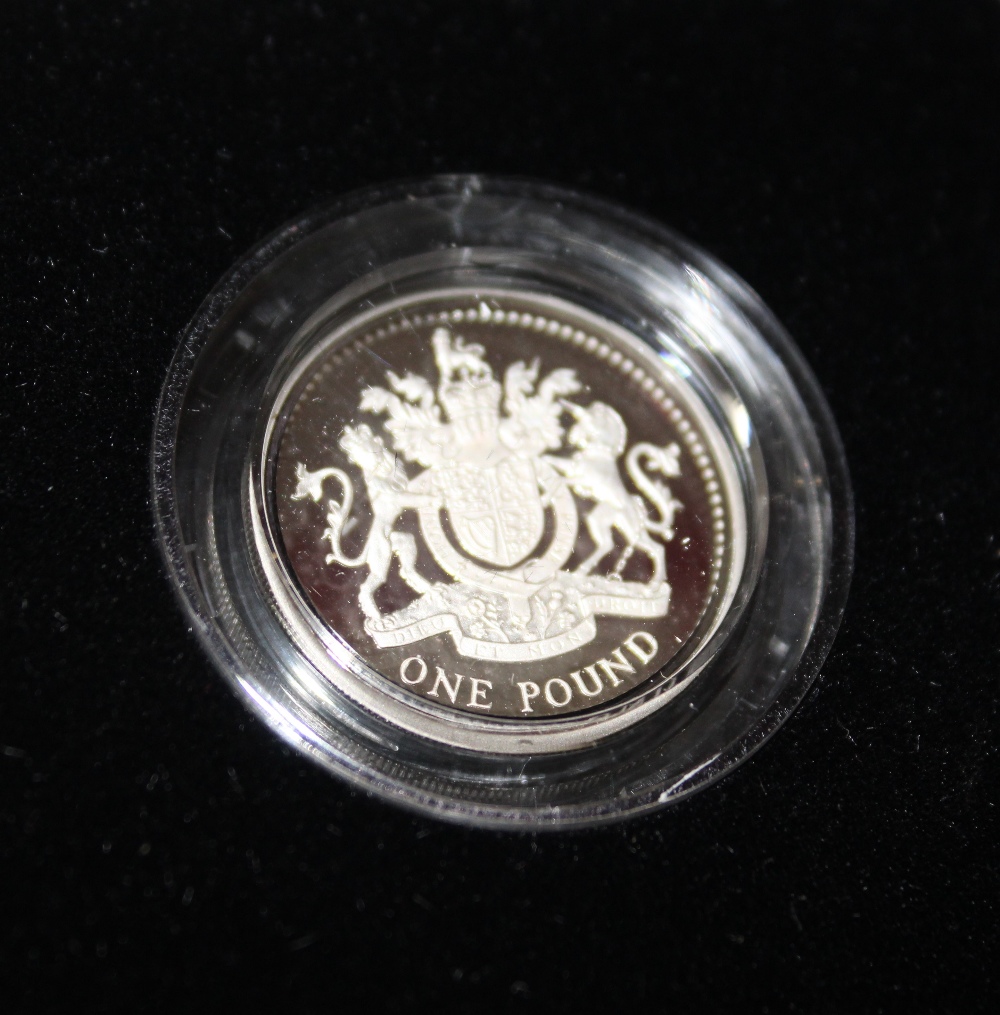 A ROYAL MINT 1993 SILVER PROOF PIEDFORT £1 COIN, with COA/Booklet, in original presentation case