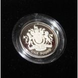A ROYAL MINT 1993 SILVER PROOF PIEDFORT £1 COIN, with COA/Booklet, in original presentation case