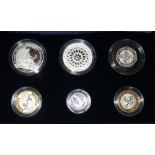 A ROYAL MINT FAMILY SILVER COLLECTION SIX COIN SET, comprising silver proof £5 (2), £2 (2), £1 &