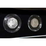 A ROYAL MINT 'THE VICTORIA CROSS' SILVER PROOF TWO COIN SET, comprising two 50 pence coins, with