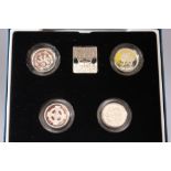 A ROYAL MINT 1994 - 1997 UNITED KINGDOM SILVER PROOF PIEDFORT £1 COLLECTION FOUR COIN SET, with