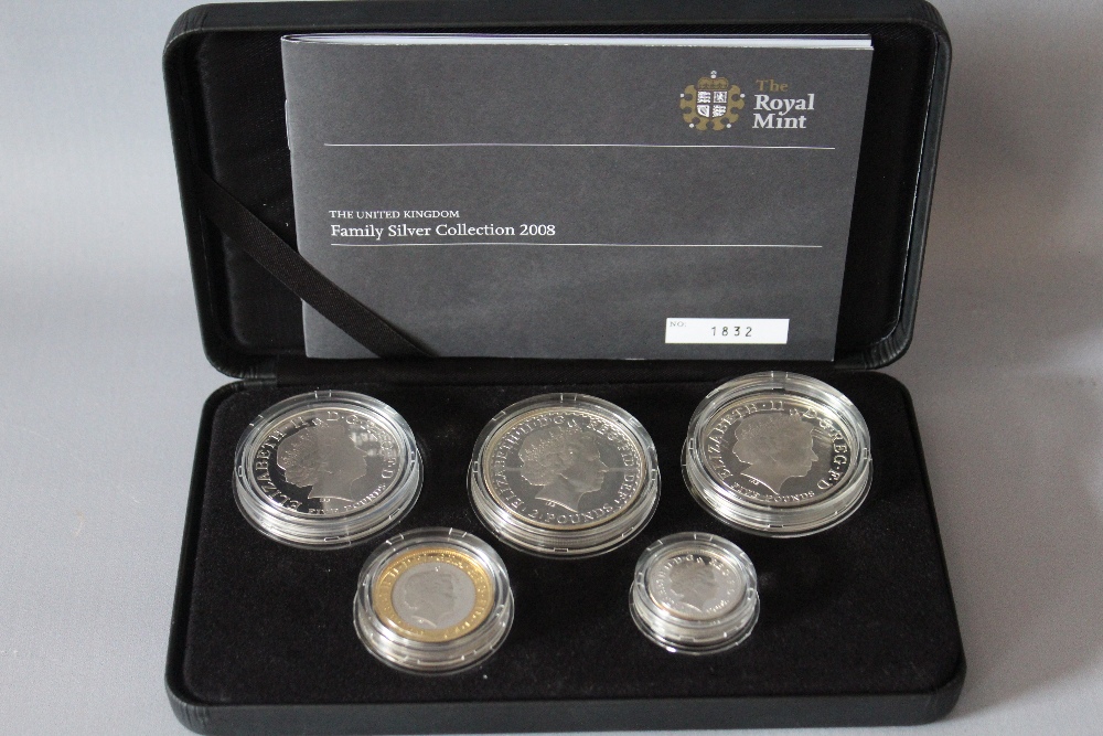 A ROYAL MINT 2008 'FAMILY SILVER' COLLECTION FIVE COIN SET, comprising silver proof £5 (3), £2 - Image 2 of 2