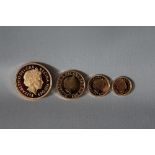 A ROYAL MINT 1999 GOLD PROOF FOUR COIN SET, comprising £5, £2, Sovereign and Half Sovereign,