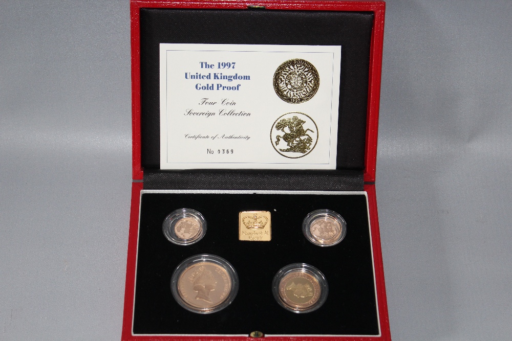 A ROYAL MINT 1997 GOLD PROOF FOUR COIN SOVEREIGN COLLECTION, comprising £5, £2, Sovereign and Half - Image 3 of 4