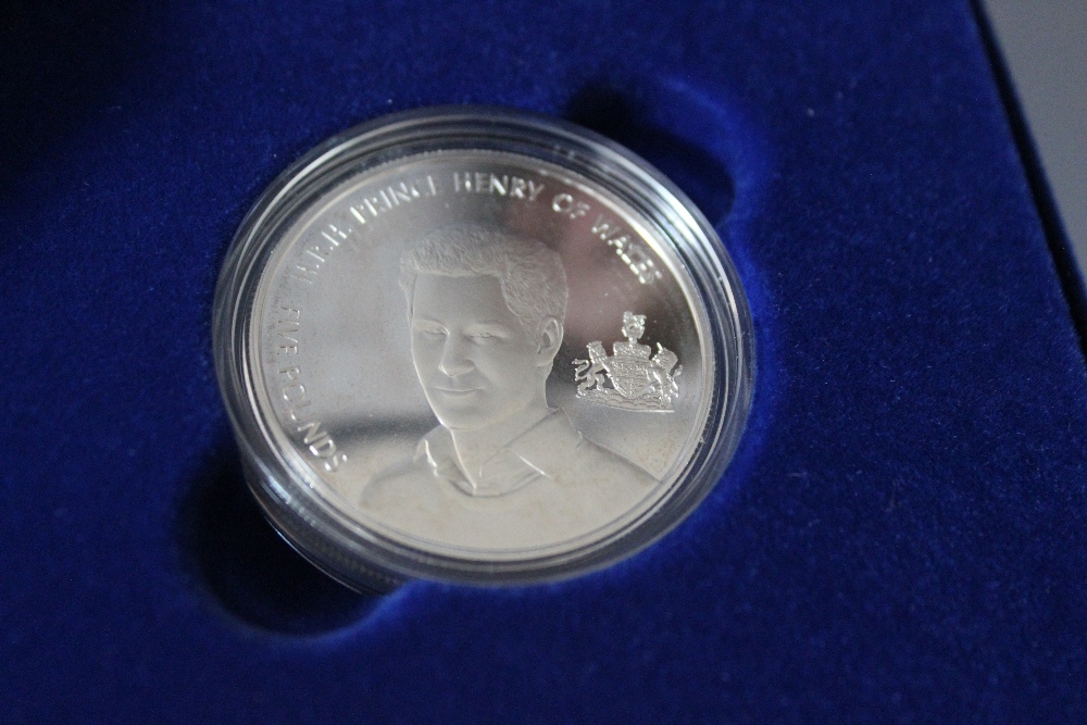 A ROYAL MINT 'HRH PRINCE HENRY OF WALES TWENTY FIRST BIRTHDAY' £5 SILVER CROWN, limited edition No