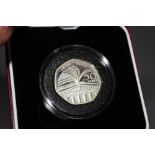 A ROYAL MINT '150 YEARS OF PUBLIC LIBRARIES' SILVER PROOF PIEDFORT 50 PENCE COIN, with COA/