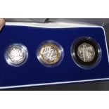 A ROYAL MINT 2003 SILVER PROOF PIEDFORT THREE COIN COLLECTION, comprising £2, £1 and 50 pence