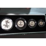 A ROYAL MINT 2001 SILVER PROOF BRITANNIA COLLECTION FOUR COIN SET, comprising £2, £1, 50 pence and