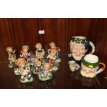 A ROYAL DOULTON CHARACTER JUG 'BACCHUS' D6499 TOGETHER WITH TWO OTHER CHARACTER JUGS AND A SELECTION