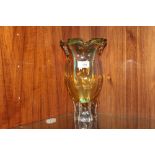 A MODERNIST STYLE YELLOW ART GLASS VASE