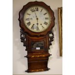 AN AMERICAN WALNUT INLAID WALLCLOCK H-82 CM