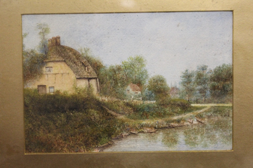 WATERCOLOUR OF A WINTER SCENE TOGETHER WITH A WATER COLOUR OF A COUNTRY COTTAGE AND A PORTRAIT PRINT - Image 4 of 5