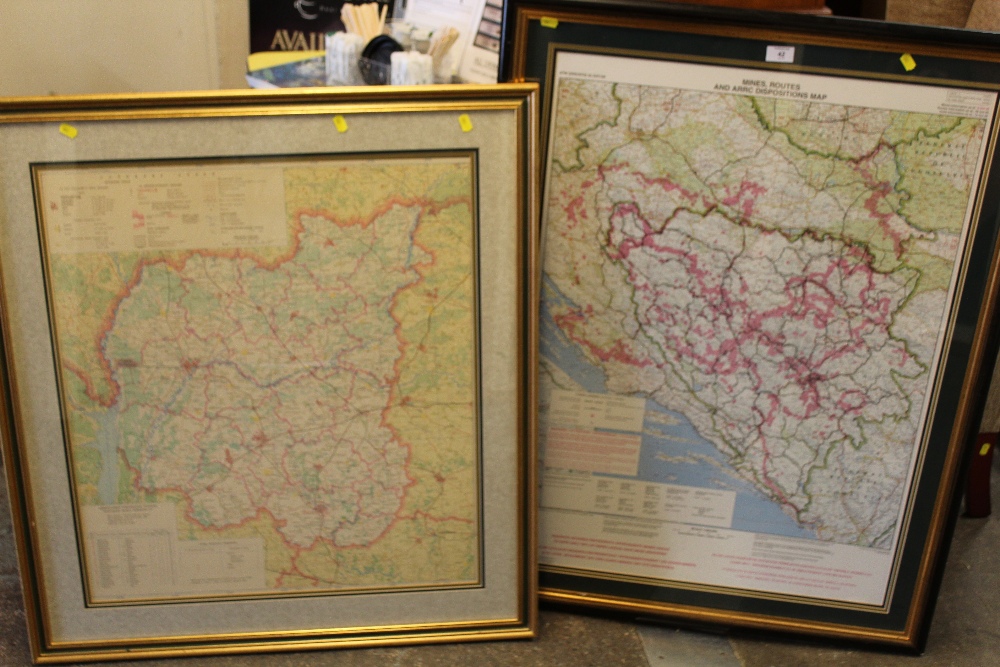 TWO FRAMED AND GLAZED MINING MAPS FOR RUSSIAN AND YUGOSLAVIA (2)