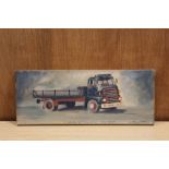 INDISTINCTLY SIGNED OIL ON CANVAS OF A LORRY AT STEELWORKS