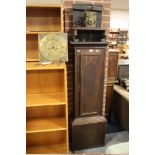 A BRASS FACE LONGCASE CLOCK DIAL WITH LOOSE MOVEMENT AND PART CASE - FACE MARKED 'BAGNALL DUDLEY'