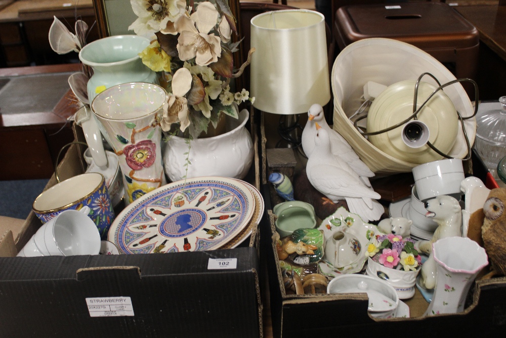 TWO TRAYS OF SUNDRIES AND CERAMICS TO INC A POLAR BEAR ETC