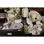 TWO TRAYS OF SUNDRIES AND CERAMICS TO INC A POLAR BEAR ETC