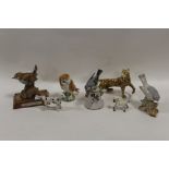 A QUANTITY OF ANIMAL FIGURES TO INC A BESWICK OWL AND A BESWICK LAMB (7)