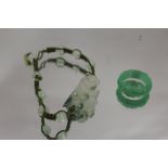 A JADE STYLE RING AND BRACELET