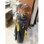 A GOLFING BAG TOGETHER WITH A SELECTION OF CLUBSCondition Report:Clubs - Menphis, Derby, Apollo,