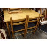 A VINTAGE KITCHEN TABLE AND FOUR CHAIRS