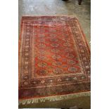 TWO VINTAGE EASTERN WOOLLEN RUGS RED RUG 173 x 129 CM OTHER RUG 177 x 133 CM