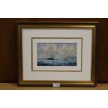 DAVID SHORT - SAILING YACHTS OFF THE COAST, OIL ON BOARD SIGNED LOWER LEFT