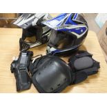 TWO MOTOR CROSS HELMETS PLUS PROTECTIVE PADS