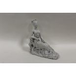 A BLANC DE CHINE FIGURE OF A SEATED LADY A/F