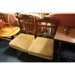 A PAIR OF EDWARDIAN LOW BEDROOM CHAIRS
