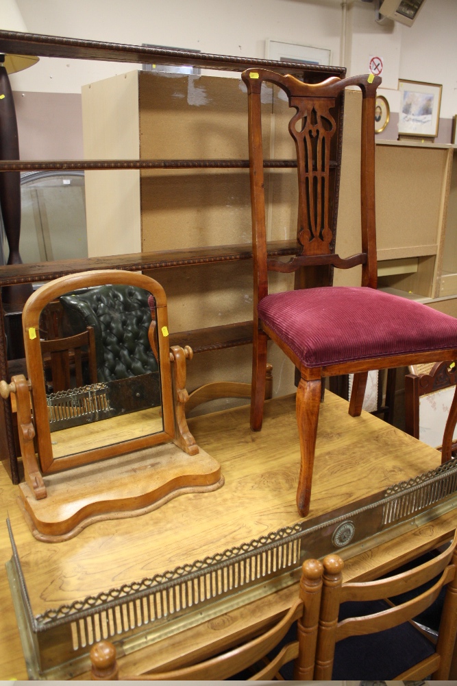 A QUANTITY OF OCCASIONAL FURNITURE TO INCLUDE TWO WICKER CHAIRS, THREE EDWARDIAN CHAIRS AN OAK - Image 2 of 2