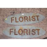 A PAIR OF VINTAGE METAL FLORIST SIGNS