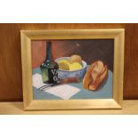 A GILT FRAMED OIL ON CANVAS OF A STILL LIFE SIGNED VERSO PERKS