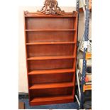 A MAHOGANY OPEN BOOKCASE H-201 CM W-92 CM