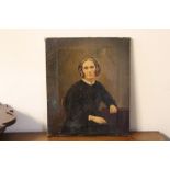 AN UNFRAMED OIL ON CANVAS PORTRAIT OF A SEATED LADY Condition Report:30 x 35 cm