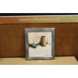 B J RAFFETY - MODERNIST FRAMED OIL ON BOARD SIGNED AND DATED 1979 LOWER RIGHT