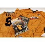 A COLLECTION OF WOLVERHAMPTON WANDERERS EPHEMERA TO INCLUDE A SIGNED FOOTBALL SHIRT