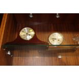 TWO VINTAGE NAPOLEON HAT MANTEL CLOCKS TO INCLUDE AN OAK EXAMPLE