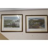 K.W DAVIES - TWO FRAMED AND GLAZED LOCOMOTIVE/RAILWAY INTEREST PRINTS 'Morning Express to