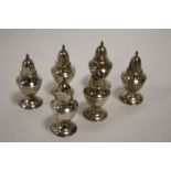 SIX STERLING SILVER MINIATURE PEPPERETTES SOME STAMPED HONG KONG