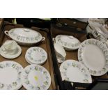 TWO TRAYS OF MINTON SPRING VALLEY DINNER WARE to include tureens and dinner plates