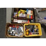 THREE BOXES OF MOSTLY MODERN TOY CARS AND VEHICLES ETC.