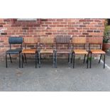 A SET OF SIX HARLEQUIN LEATHER DINING CHAIRS A/F CONDITION - STAINING TO SOME CHAIRS
