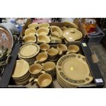 TWO TRAYS OF RETRO KILN CRAFT DINNERWARE to include dinner plates, tureens etc