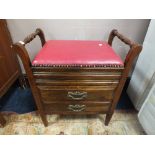AN EDWARDIAN OAK PIANO STOOL A/F CONDITION - SIGNS OF WORM TO FRONT
